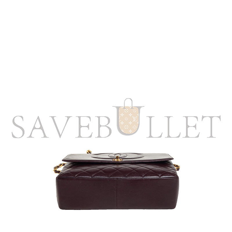 CHANEL MASTER BURGUNDY QUILTED LEATHER VINTAGE CC FLAP BAG A2215 (33*23*11cm)